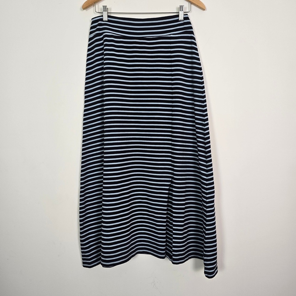 Talbots Striped Maxi Skirt Womens XS Navy Blue Modest Coastal Nautical Classic